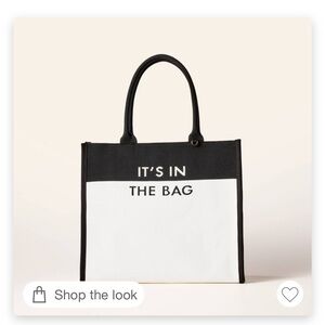 Kate Spade x Target Collab Black and White Tote with “It’s in the bag” text